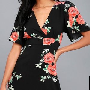 Lulu's Floral Print Wrap Dress